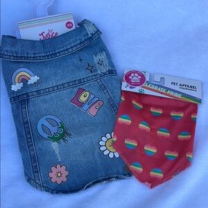 Justice Denim Dog Jacket with Rainbow Bandana